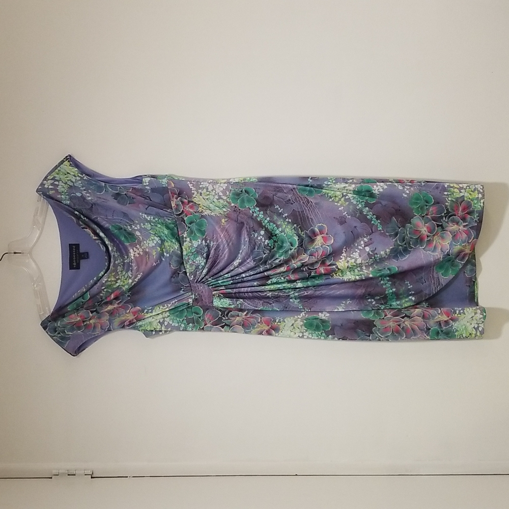 connected apparel Lavender Floral Draped Midi Dress